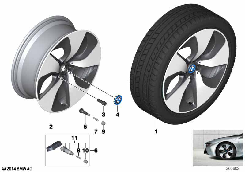 Genuine BMW 36116857574 I15 Alloy Rim Forged Right 7JX20 ET:36 (Inc. i8) | ML Performance UK Car Parts