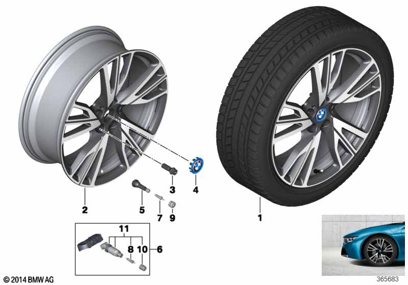 Genuine BMW 36116857573 Alloy Rim Forged Right 8,5JX20 ET:50 (Inc. i8) | ML Performance EU Car Parts