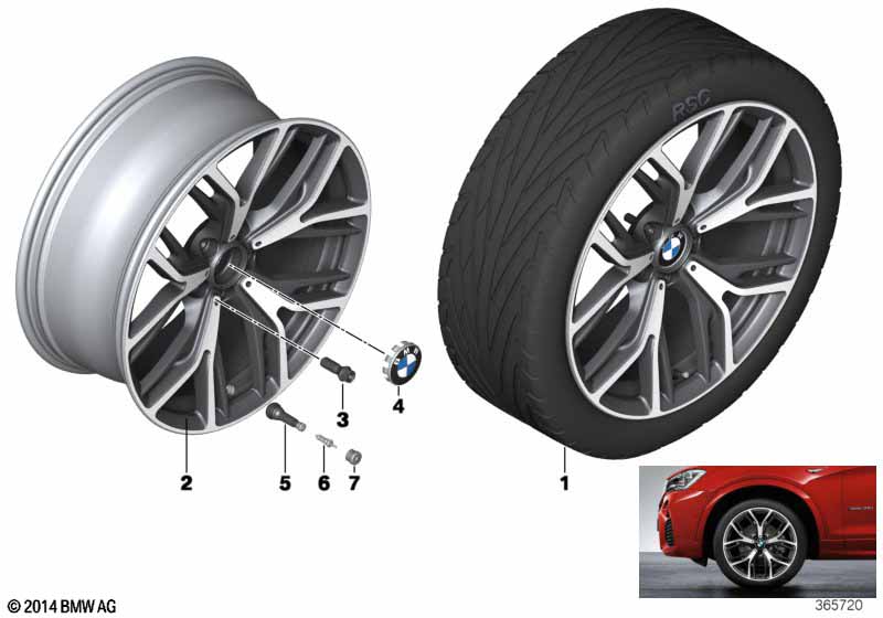 Genuine BMW 36116864262 F25 F26 Light Alloy Rim 8,5JX20 ET:38 (Inc. X3 35iX, X4 20iX & X3 28i) | ML Performance UK Car Parts