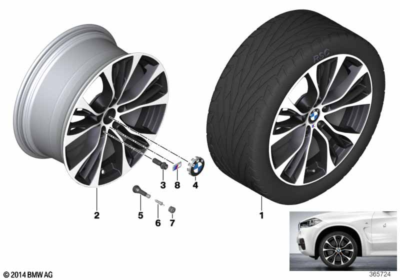 Genuine BMW 36116861374 F25 F26 Gloss-Turned Light Alloy Rim 8,5JX21 ET: 42 (Inc. X4 28iX & X3) | ML Performance UK Car Parts