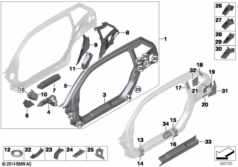Genuine BMW 41007355325 Mount For Rocker Panel, Rear Left (Inc. i3 60Ah Rex, i3 120Ah & i3s 94Ah) | ML Performance EU Car Parts
