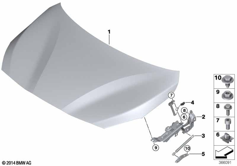 Engine hood/mounting parts