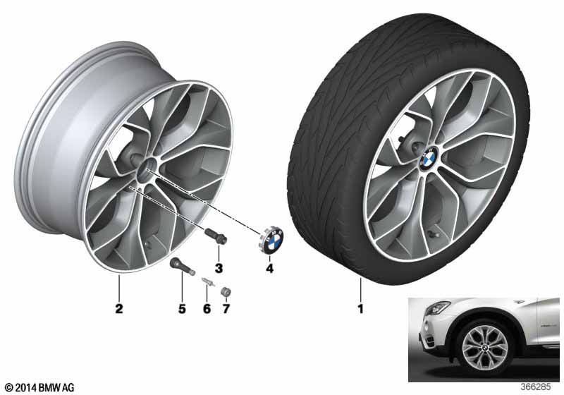 Genuine BMW 36116862891 F25 F26 Disc Wheel, Light Alloy, Reflexsilber 9,5JX19 ET:48 (Inc. X3) | ML Performance UK Car Parts