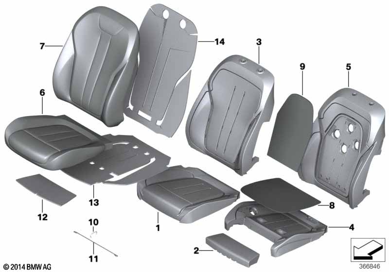 Genuine BMW 52107450824 F16 Sports Seat Cover Leather COGNAC (Inc. X6) | ML Performance EU Car Parts