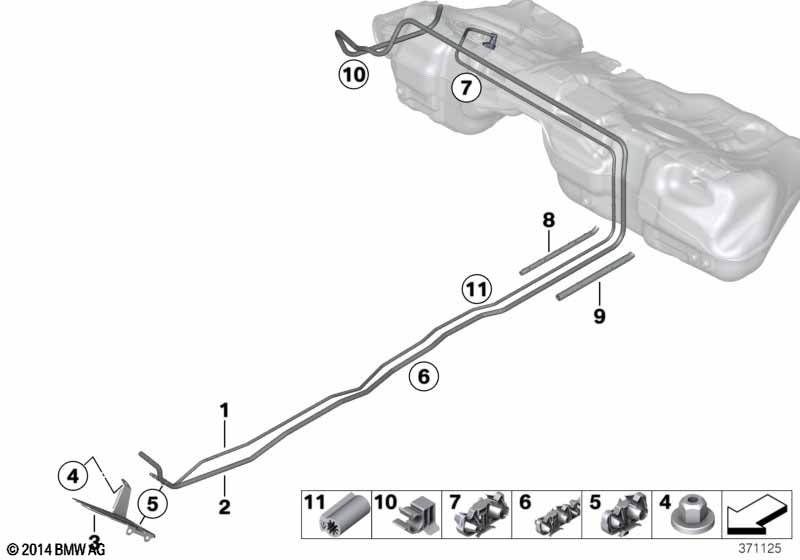 Fuel pipe and mounting parts