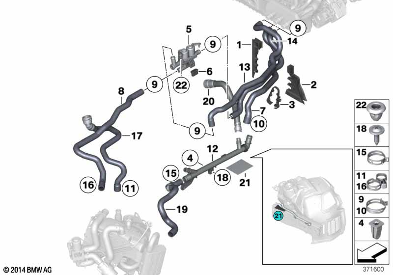 Coolant hoses for auxiliary heater