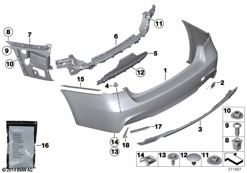 Genuine BMW 51128054200 F30 F31 Reinforcement For Bumper, Rear Lower M (Inc. 318d, 335iX & 340iX) | ML Performance UK Car Parts