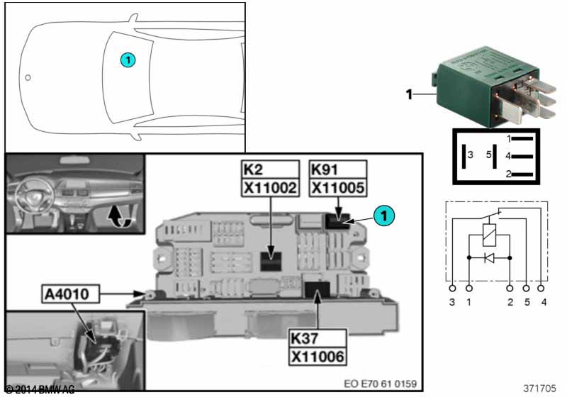 Relay for rear wiper K91