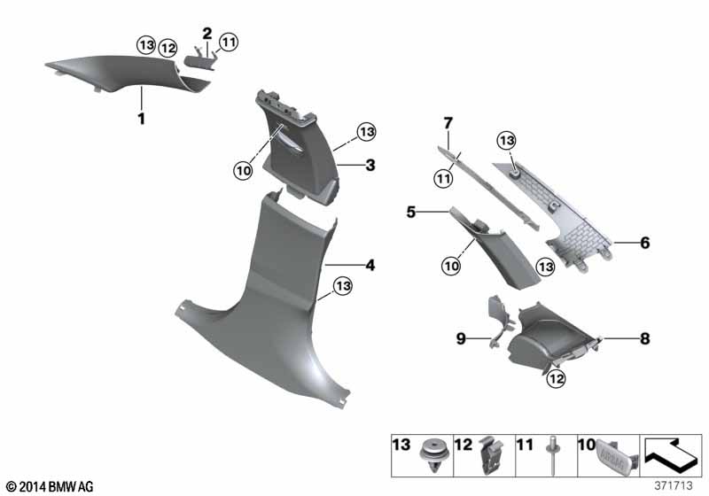 Genuine BMW 51437345788 Trim Cover, C-Pillar, Upper Right EVERESTGRAU (Inc. 440iX, 435dX & 430iX) | ML Performance UK Car Parts