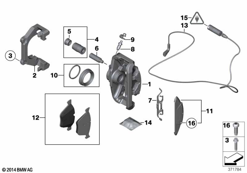 Rear brake / brake pad / wear sensor