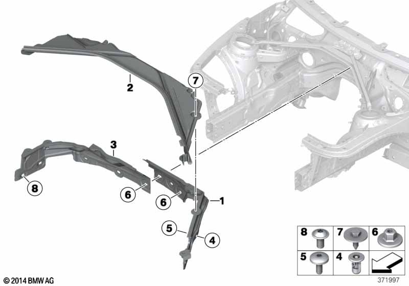 Mounting parts, engine compartment