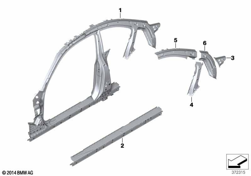 Side frame section, center
