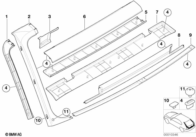 Upper trunk lid trim panel