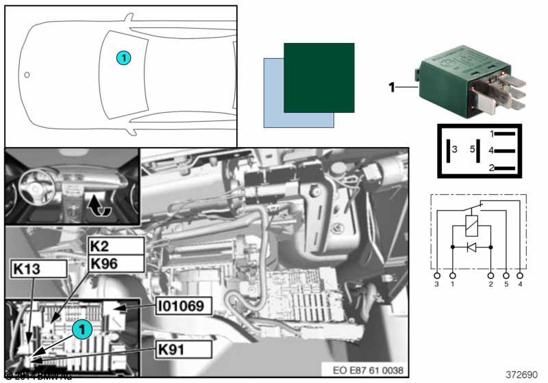 Relay for rear wiper K91