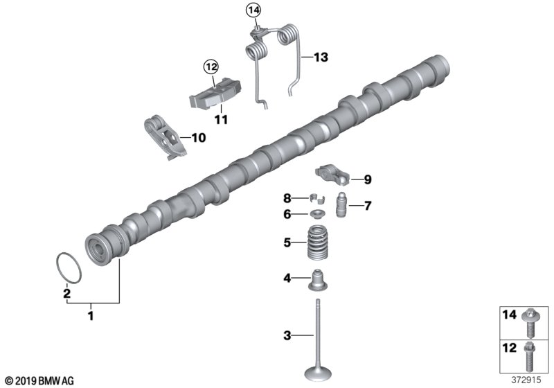 Valve timing gear, camshaft, inlet
