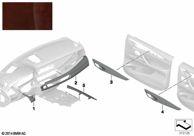 Genuine BMW 51167985924 F15 Cover, Wood, Center Console, Right ESCHE VULC.BR. (Inc. X5) | ML Performance EU Car Parts