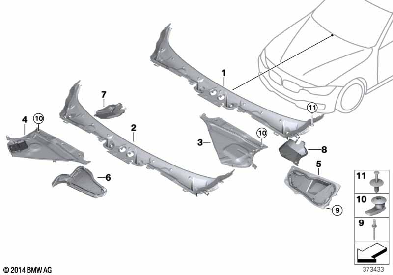 Trim, windshield cowl, outer