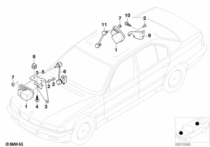 Headlight vertical aim control sensor