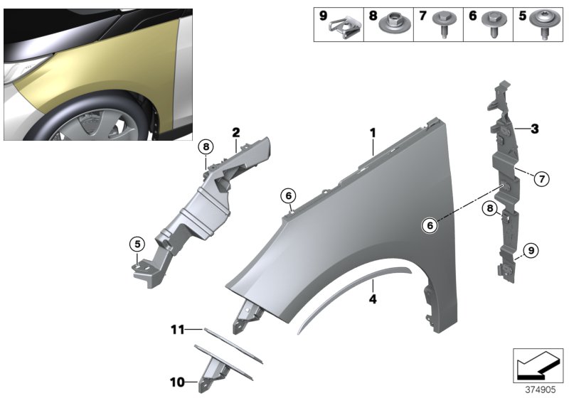 Genuine BMW 51647386158 Repair Mount, Side Panel, Front Right (Inc. i3s 94Ah Rex) | ML Performance UK Car Parts