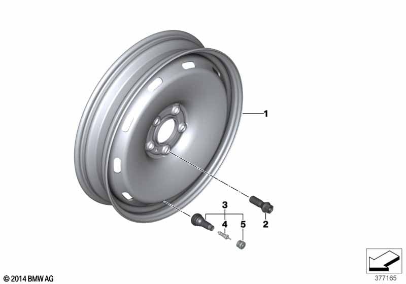 Compact spare wheel, steel, black