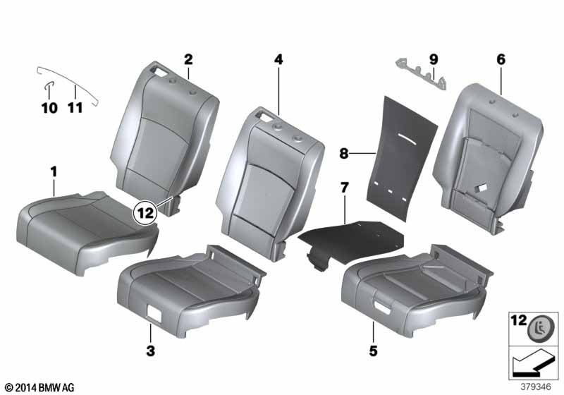 Genuine BMW 52207370678 F07 Leather Cover For Basic Seat Right LCEZ ZIMTBRAUN (Inc. 535d, 550i & 535i) | ML Performance EU Car Parts