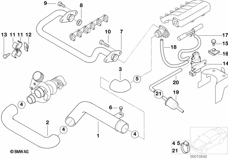 Genuine BMW 11742247371 E39 E38 Hose Elbow (Inc. 525tds, 525td & 725tds) | ML Performance UK Car Parts