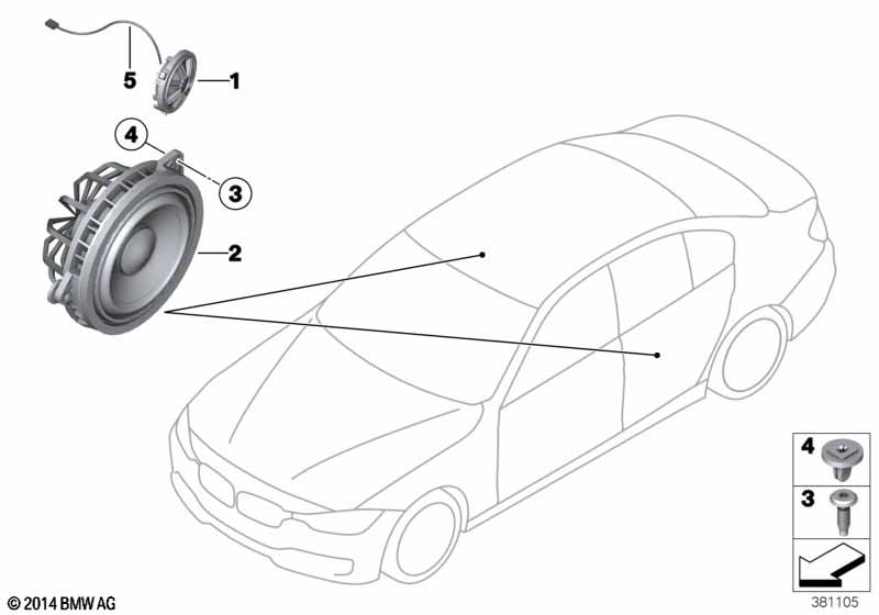 Single parts f rear door loudspeaker