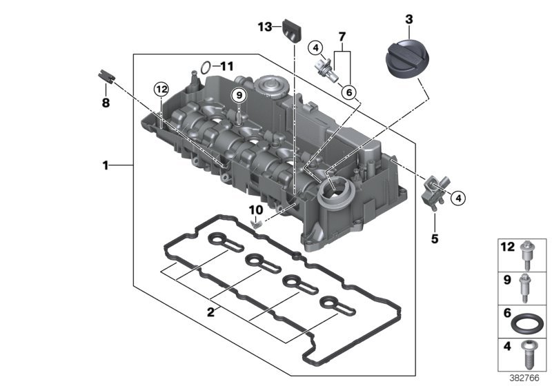 Genuine BMW 11128581797 F46 F45 F39 Cylinder Head Cover (Inc. X1 18dX, X2 20d & Cooper D ALL4) | ML Performance US Car Parts