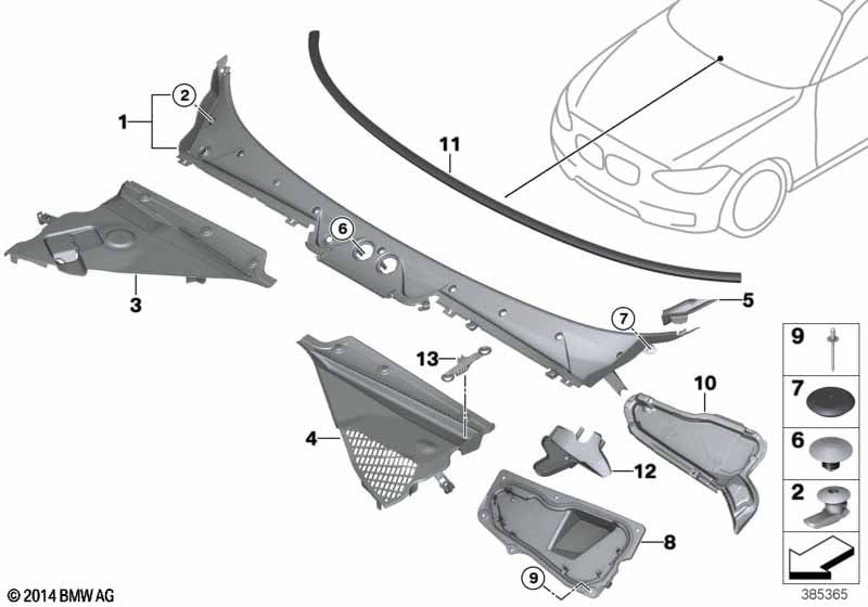 Trim, windshield cowl, outer