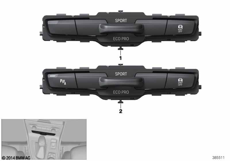 Switch for center console control panel