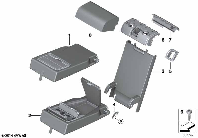 Genuine BMW 52207353234 F15 Armrest With Compartment, Leather MOKKA (Inc. X5) | ML Performance UK Car Parts