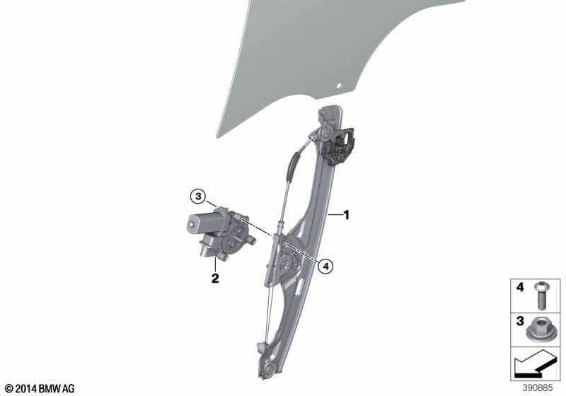 Door window lifting mechanism front
