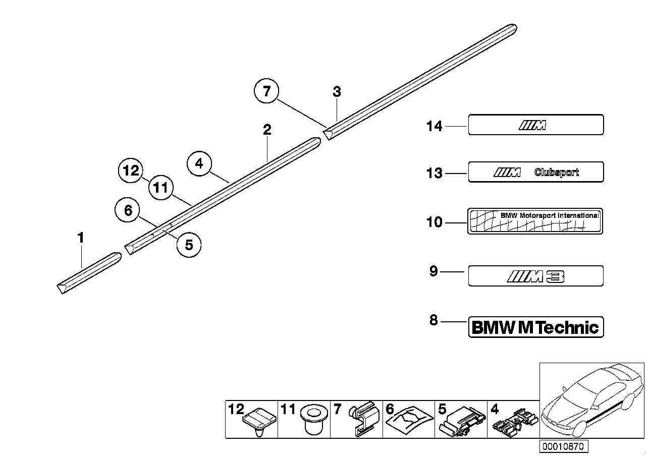 Genuine BMW 51132262113 E36 Moulding Door Front Left M TECHNIC (Inc. M3, 320i & 316i) | ML Performance US Car Parts
