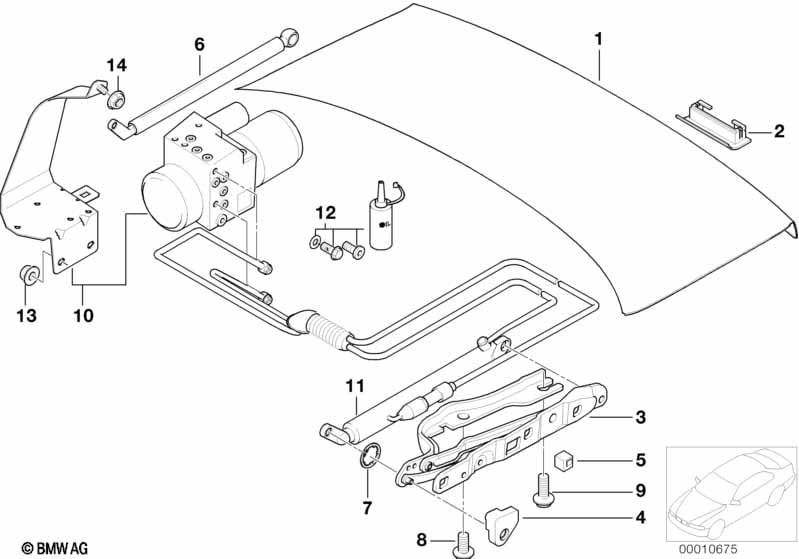Single components for trunk lid