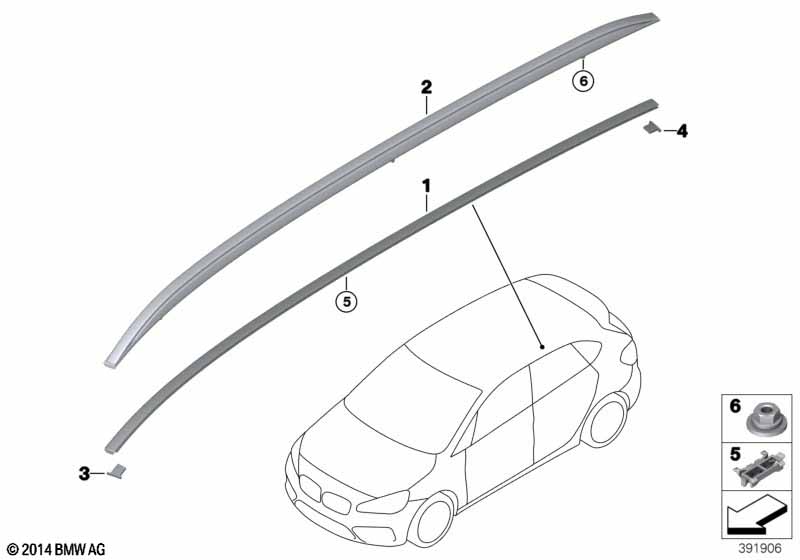 Genuine BMW 51137399322 F46 F45 Support, Roof Trim Strip, Front (Inc. 218d, 225i & 218dX) | ML Performance EU Car Parts