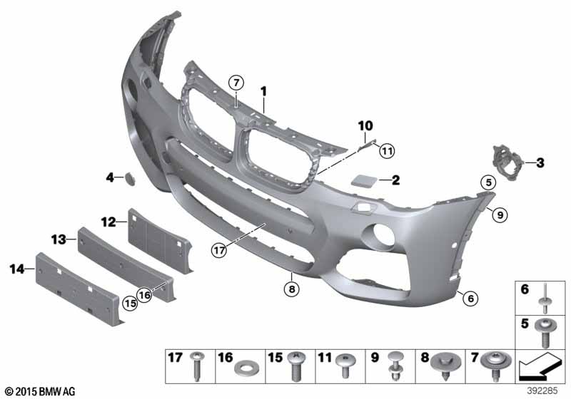 Genuine BMW 51118064119 F25 F26 Trim Cover, Bumper, Primed, Front M / PMA (Inc. X3 30dX, X4 20dX & X4 35dX) | ML Performance EU Car Parts