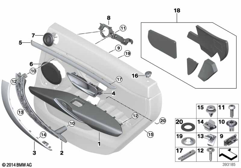 Mounting parts, door trim, rear