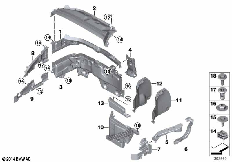 Pièces de montage compartiment-moteur