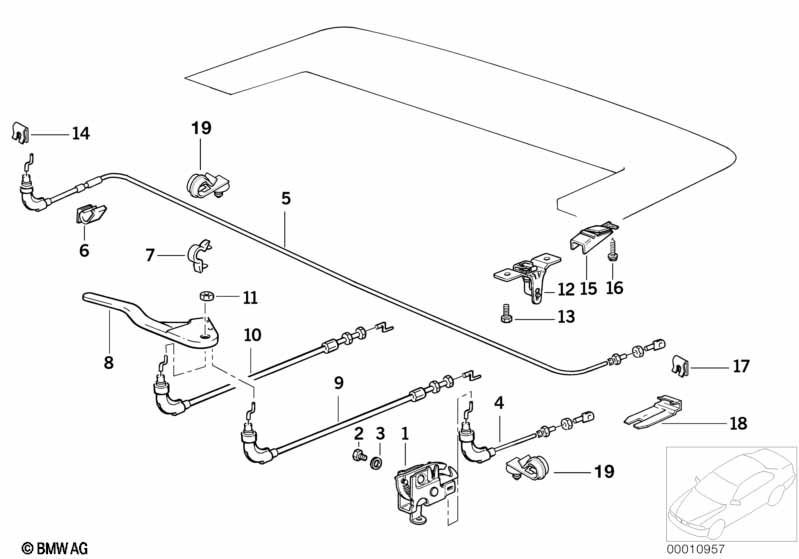 Genuine BMW 51258164856 E36 Bowden Cable Right (Inc. 323i, 325i & 318i) | ML Performance UK Car Parts