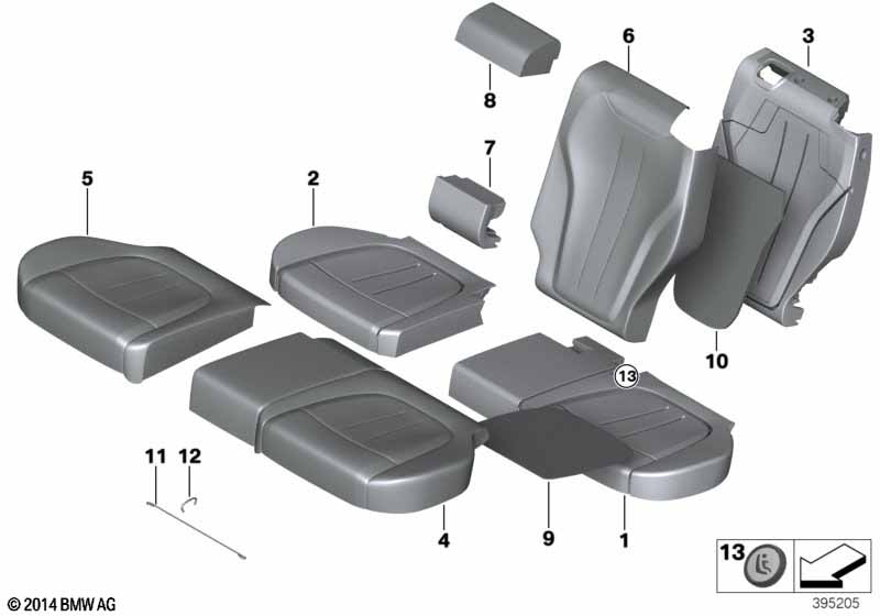 Genuine BMW 52207363772 F15 Upholstery Element, Center, Leather LCSW SCHWARZ (Inc. X5) | ML Performance EU Car Parts