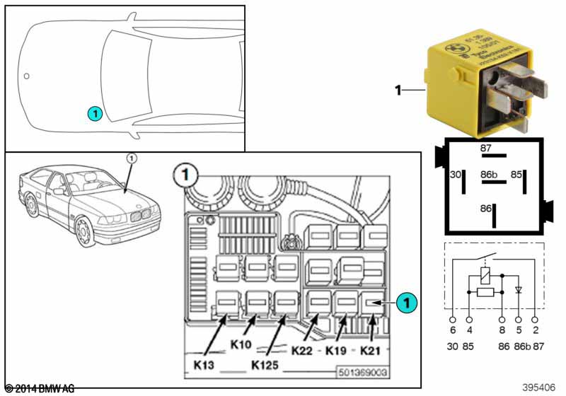 Relay, auxiliary fan, stage 1 K21