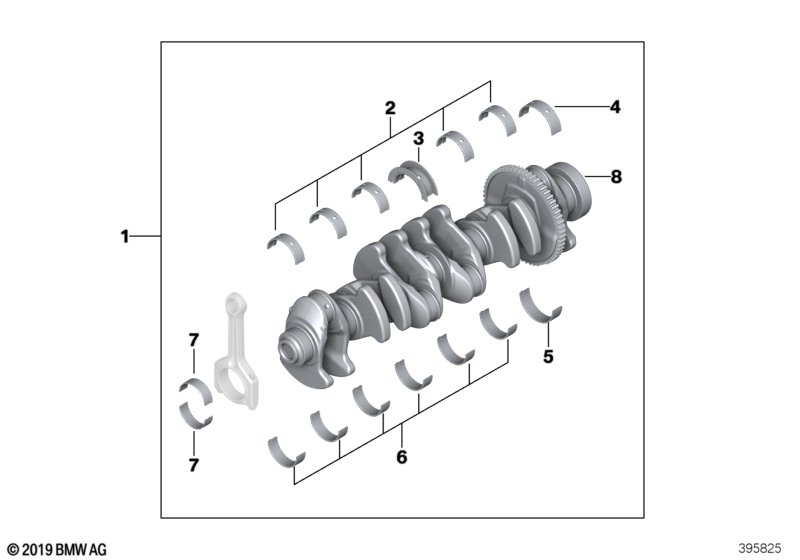 Crankshaft with bearing shells