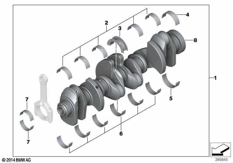 Crankshaft with bearing shells
