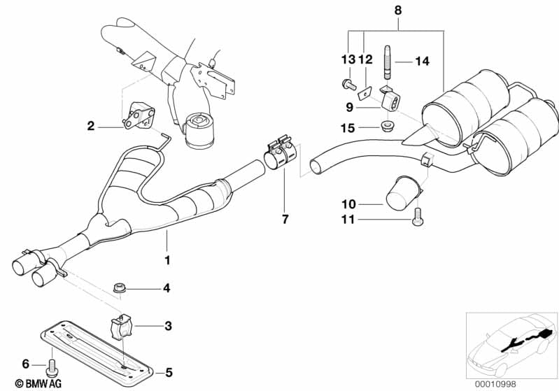Exhaust system, rear