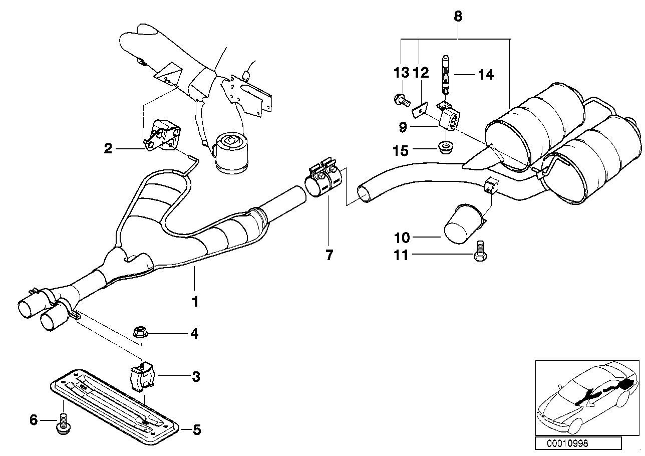 Genuine BMW 18101439825 E39 Rear Muffler (Inc. 540i, 535i & 540iP) | ML Performance US Car Parts