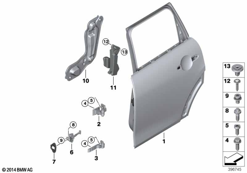 Rear door - hinge/door brake