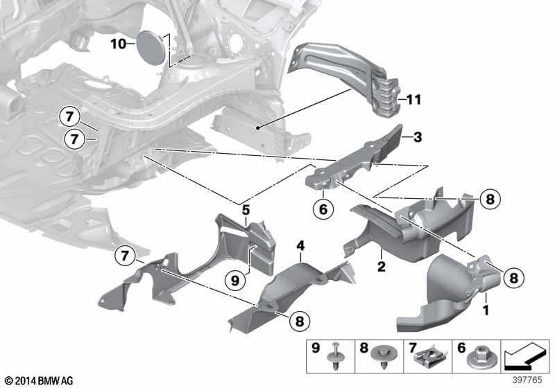 Mounting parts, engine compartment