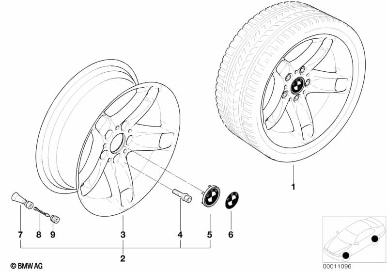 BMW light alloy wheel, star spoke 49