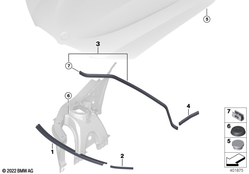 Genuine BMW 51767234371 F25 F26 Seal, Hood, Rear Side (Inc. X3 35dX) | ML Performance UK Car Parts
