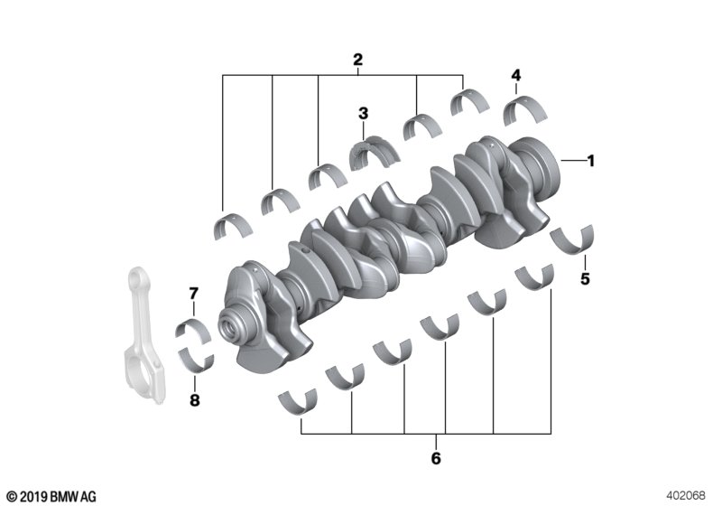 Crankshaft with bearing shells